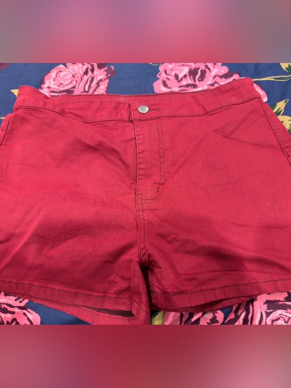 Women’s High-Rise Red Cotton Shorts size  XL